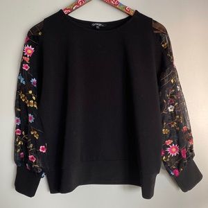 George womens black/floral long sleeve small top/blouse.